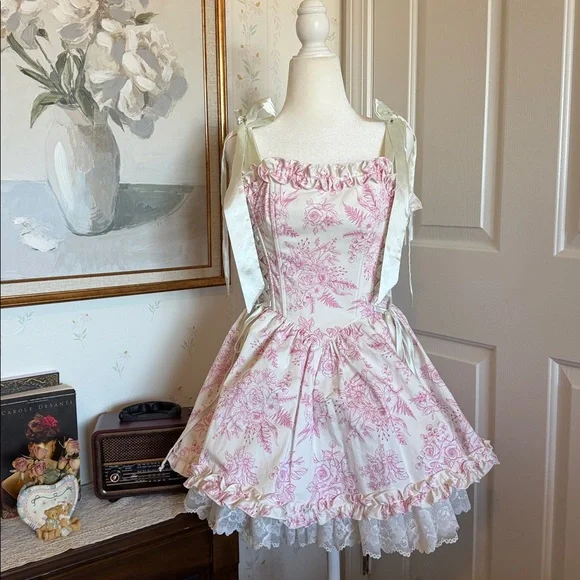 Sugar Thrillz Takes The Cake Mini Dress - Pink Floral - Picture 1 of 6
